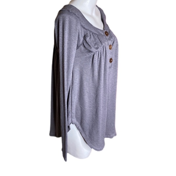 Free People Gray Waffle Henley XS 0-2 NWTS - Picture 3 of 9